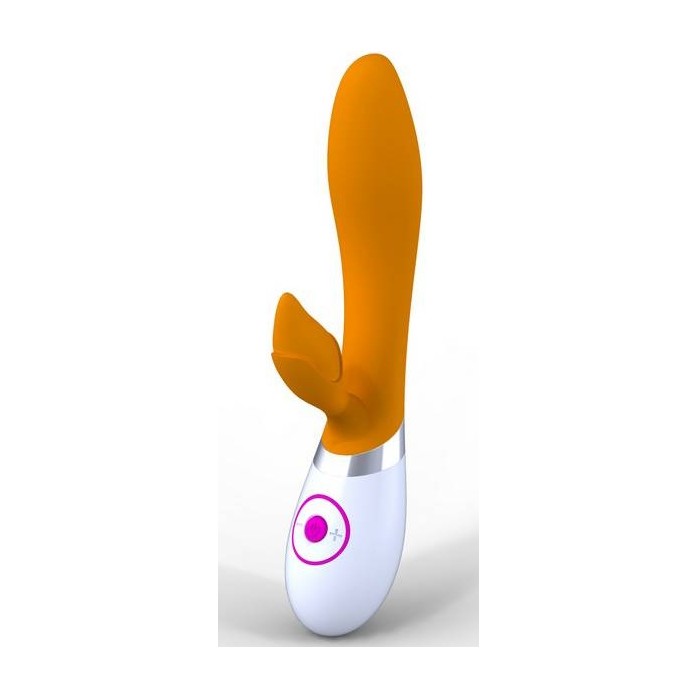 Оранжево-белый мультискоростной вибратор Rabbit
