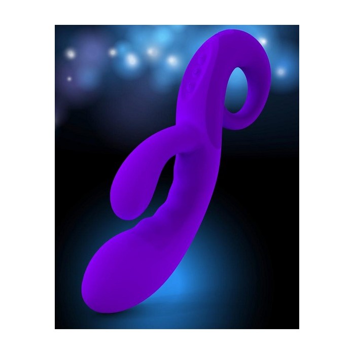 Фиолетовый рельефный вибромассажер для точки G с клиторальным стимулятором Cupid