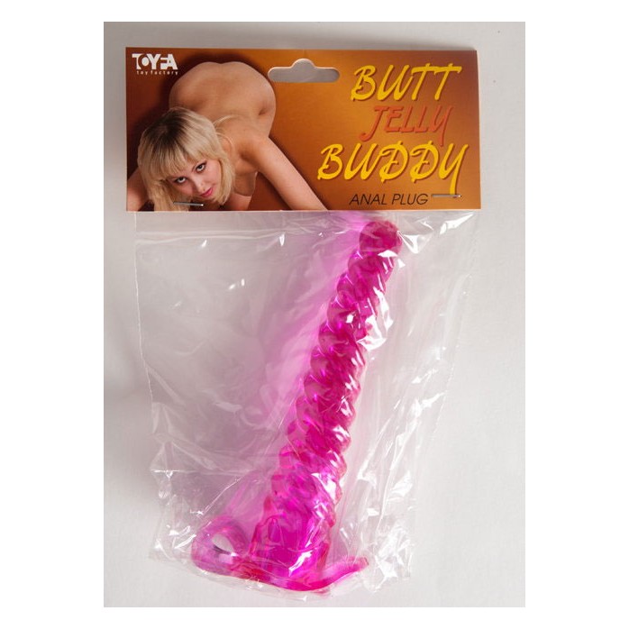 Розовая анальная втулка со спиралевидным рельефом. Фотография 2.