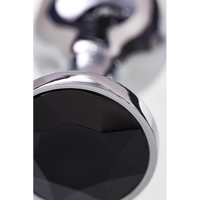 Маленькая серебристая анальная втулка с чёрным кристаллом - 6 см - Metal. Фотография 7.