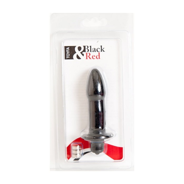 Чёрная вагинально-анальная вибровтулка - 8 см - Black Red. Фотография 2.