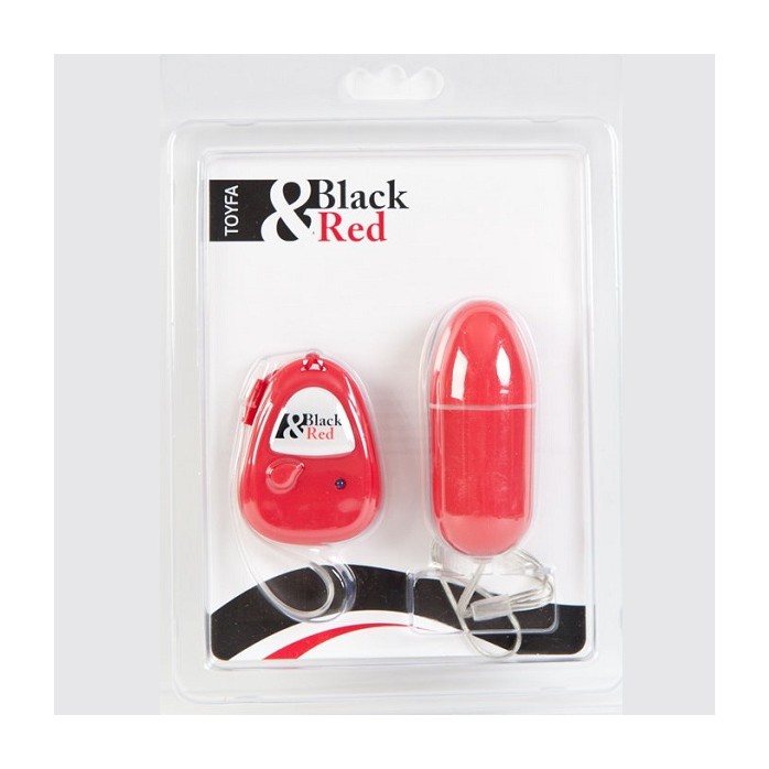 Красное виброяичко с пультом ДУ - 8 см - Black Red. Фотография 2.