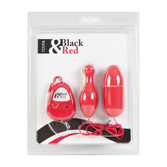 Красный вибронабор с пультом ДУ и 5 режимами вибрации - Black Red. Фотография 2.