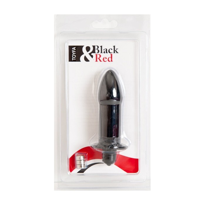Чёрная водонепроницаемая вибровтулка - 9 см - Black Red. Фотография 2.