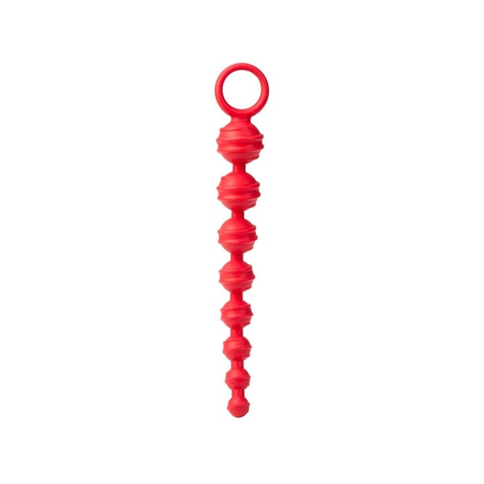 Красная анальная цепь из силикона - Colt