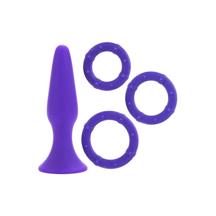 Фиолетовый набор: анальная пробка эрекционные кольца - Posh