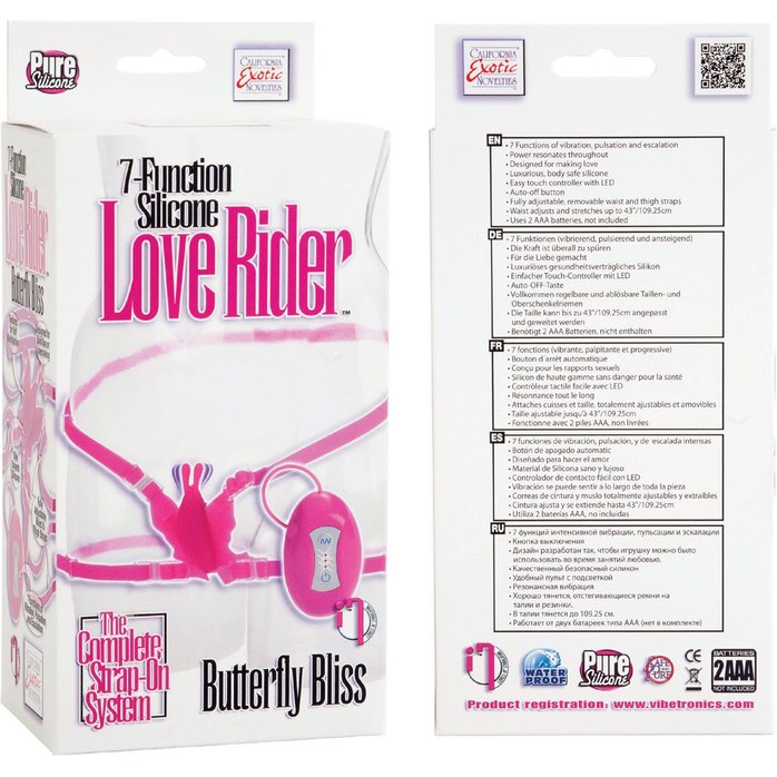 Розовая вибробабочка на ремешках LOVE RIDER - Love Rider. Фотография 2.