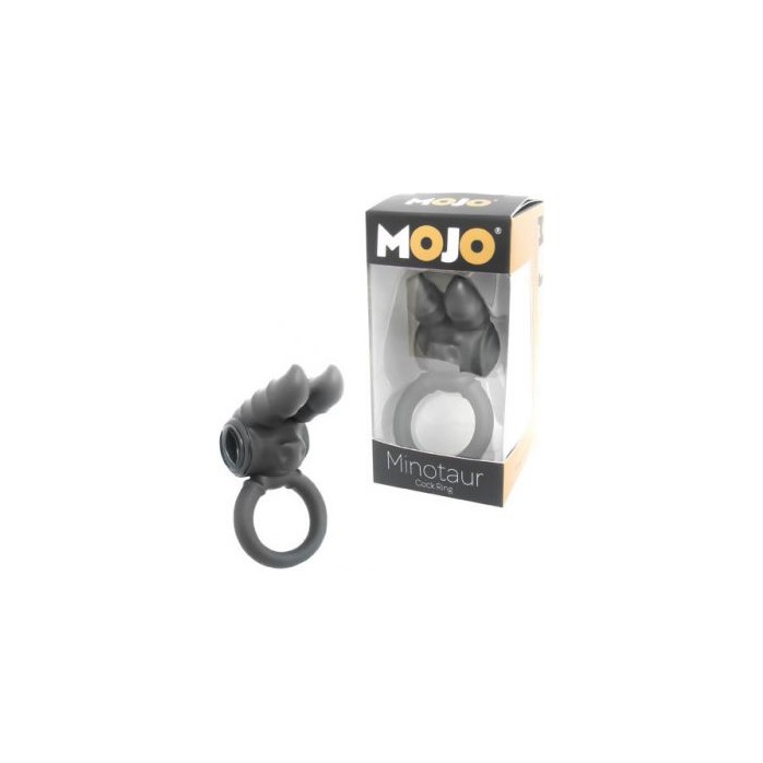 Черное эрекционное кольцо с вибростимуляцией клитора - Mojo