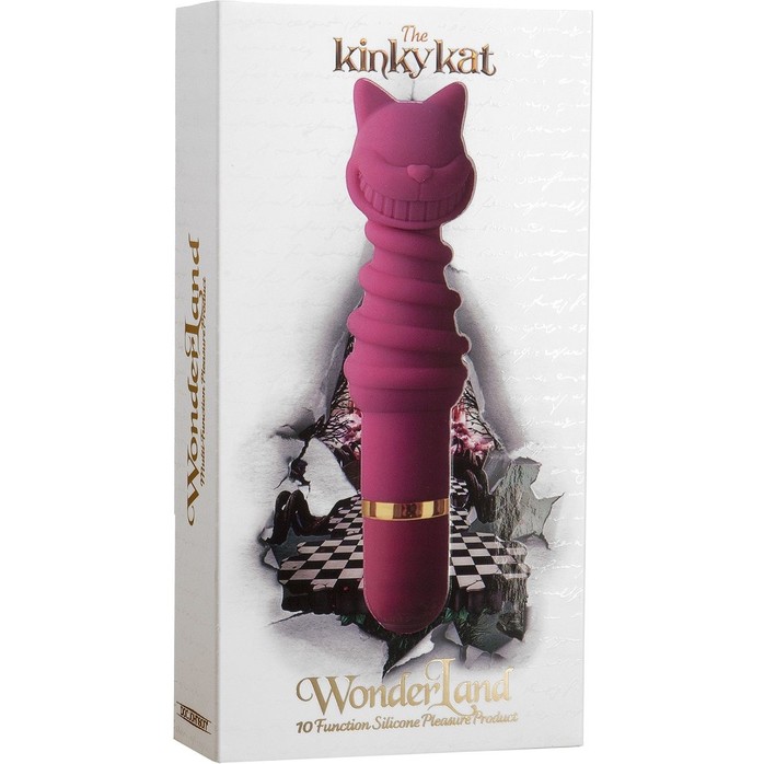 Рзовый 10-режимный вибромассажер The Kinky Kat - 14 см - WonderLand. Фотография 2.