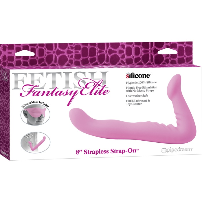 Розовый безременной фаллоимитатор-страпон 8 Strapless Strap-On - 20,3 см - Fetish Fantasy Elite. Фотография 4.