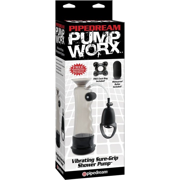 Водонепронецаемая вакуумная помпа с вибрацией и присоской Vibrating Sure Grip Shower Pump - Pump Worx. Фотография 2.