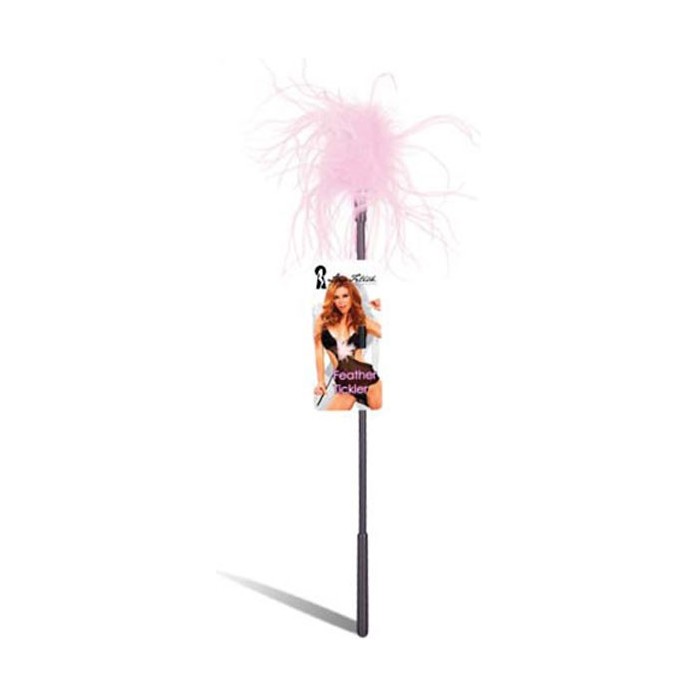 Ласкающая палочка с перьями розового цвета - 45 см