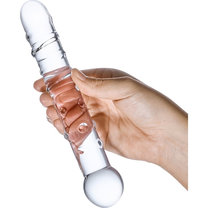 Стеклянная прозрачная палочка-фаллос, 18 см. Фотография 3.