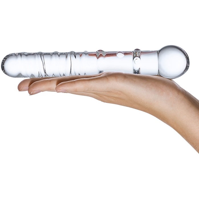 Стеклянная прозрачная палочка-фаллос, 18 см. Фотография 4.