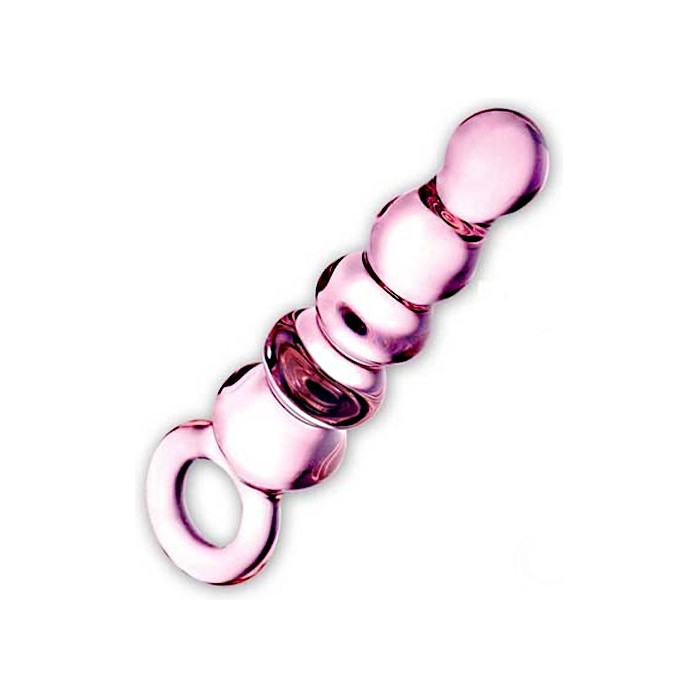 Стеклянный анальный жезл с рукояткой-кольцом, 18 см