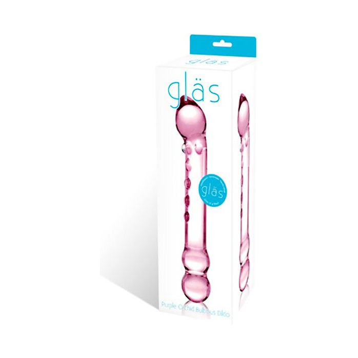 Стеклянный двухголовый фаллоимитатор с массажными точками. Фотография 2.