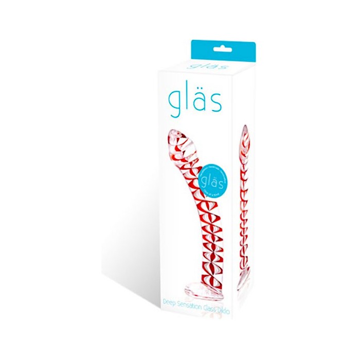 Изогнутый стеклянный фаллос с декоративной спиралью внутри, 20 см. Фотография 2.