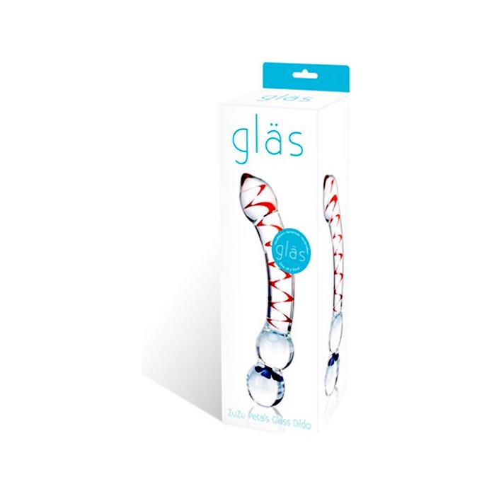 Двусторонний стеклянный фаллос с декоративной спиралью внутри. Фотография 2.