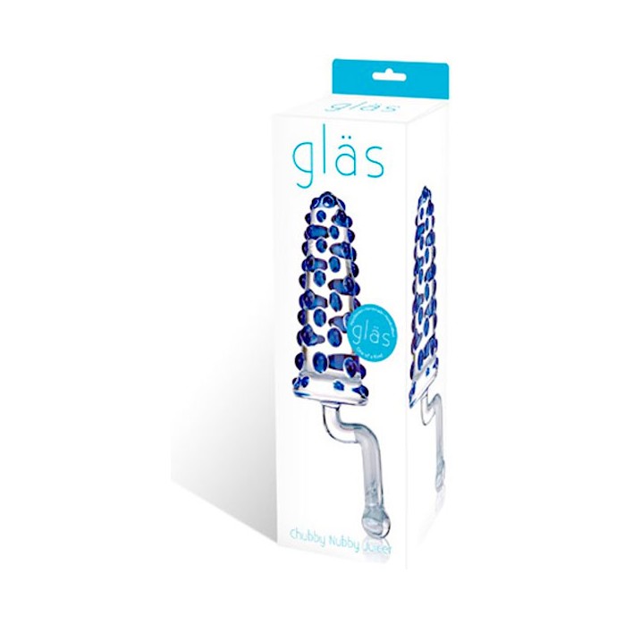 Пупырчатый стеклянный стимулятор с рукоятью, 12 см. Фотография 2.