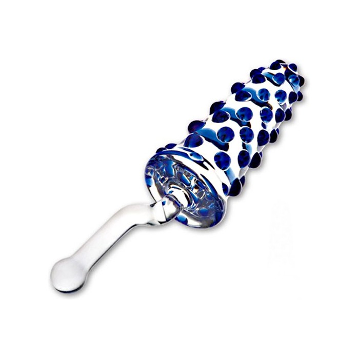 Пупырчатый стеклянный стимулятор с рукоятью, 12 см