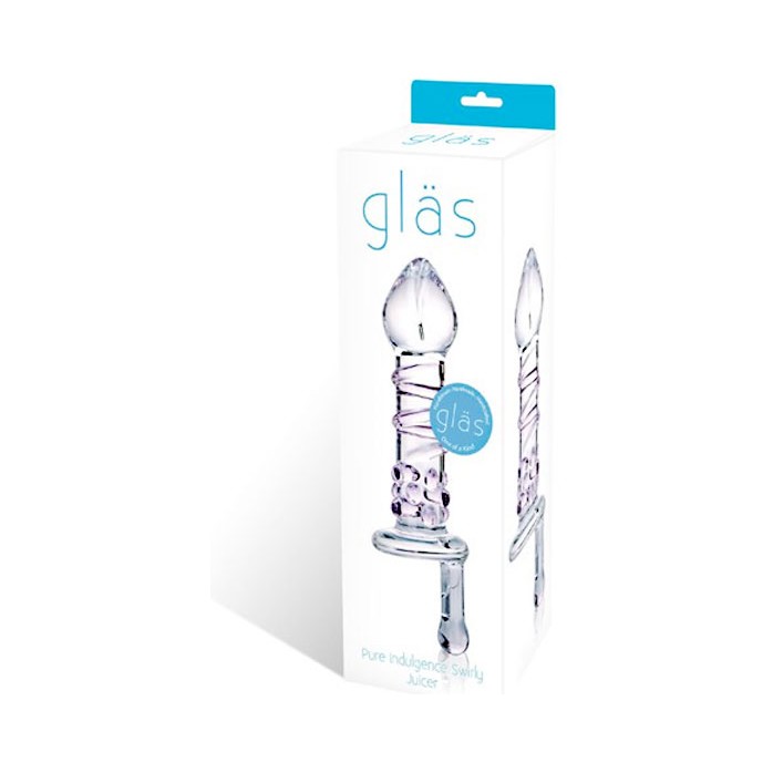 Стеклянная анальная пробка с ручкой - 13 см. Фотография 2.