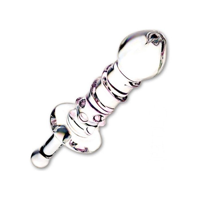 Стеклянная анальная пробка с ручкой - 13 см