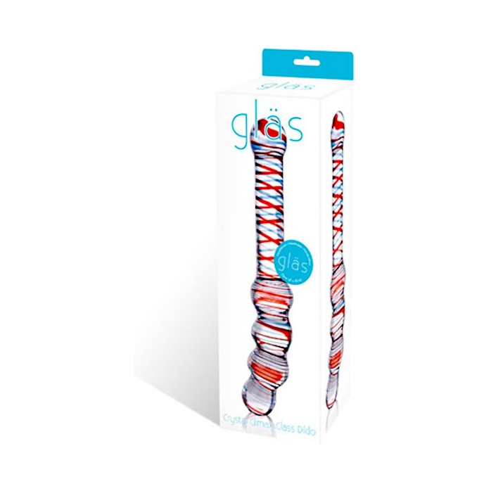 Яркий двусторонний фаллос из стекла, 19,5 см. Фотография 2.