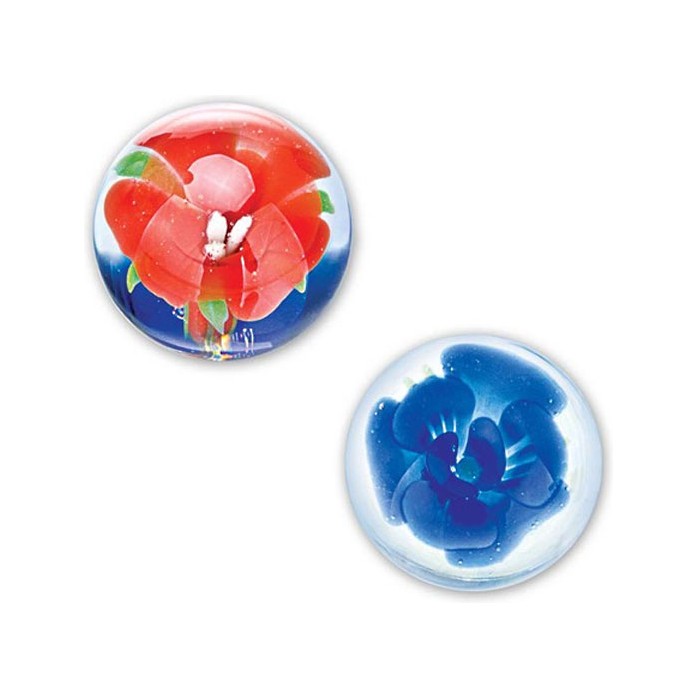 Стеклянные вагинальные шарики Wild Orchid (синий, красный) - 2,5 см