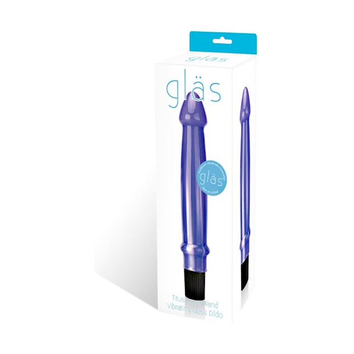 Классический фиолетовый вибратор из стекла, 20,5 см. Фотография 2.