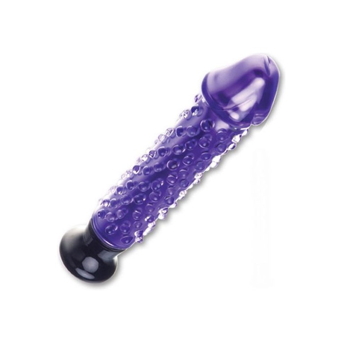Фиолетовый стеклянный вибратор с массажными точками Spiked Punch - 20 см