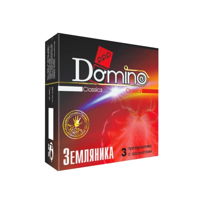 Ароматизированные презервативы Domino Земляника - 3 шт - Domino Premium