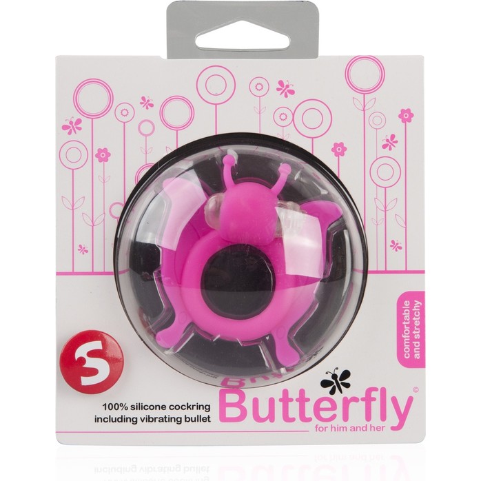 Розовая вибронасадка-бабочка Butterfly - S-line. Фотография 2.