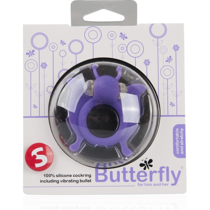 Фиолетовая вибронасадка Butterfly в форме бабочки - S-line. Фотография 2.