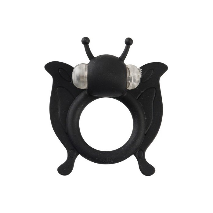 Чёрное эрекционное кольцо Butterfly с вибрацией - S-line