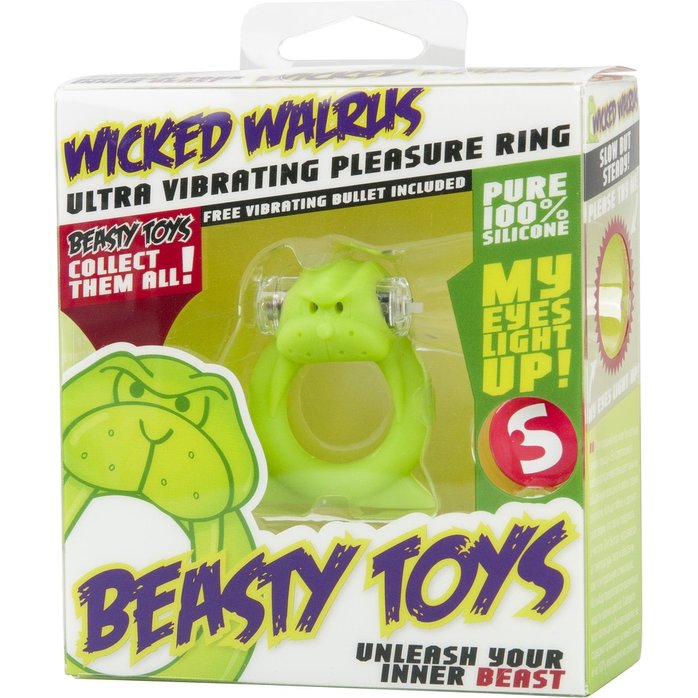 Зелёная вибронасадка Beasty Toys Wicked Walrus - S-line. Фотография 2.