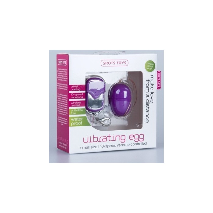 Гладкое фиолетовое виброяйцо 10 Speed Remote Vibrating Egg Small - Shots Toys. Фотография 2.