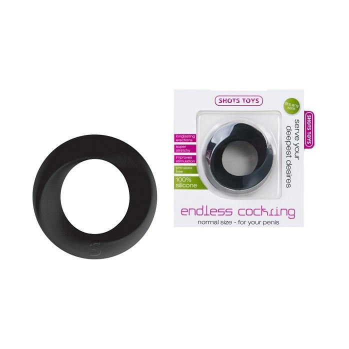 Эрекционное кольцо Endless Cocking Small черного цвета - Shots Toys