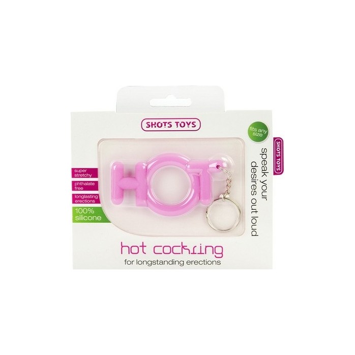 Эрекционное кольцо Hot Cocking розового цвета - Shots Toys. Фотография 2.