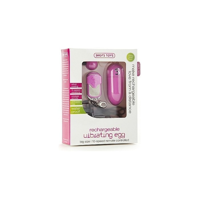 Розовое виброяйцо Rechargeable Vibrating egg с пультом ДУ - Shots Toys. Фотография 2.