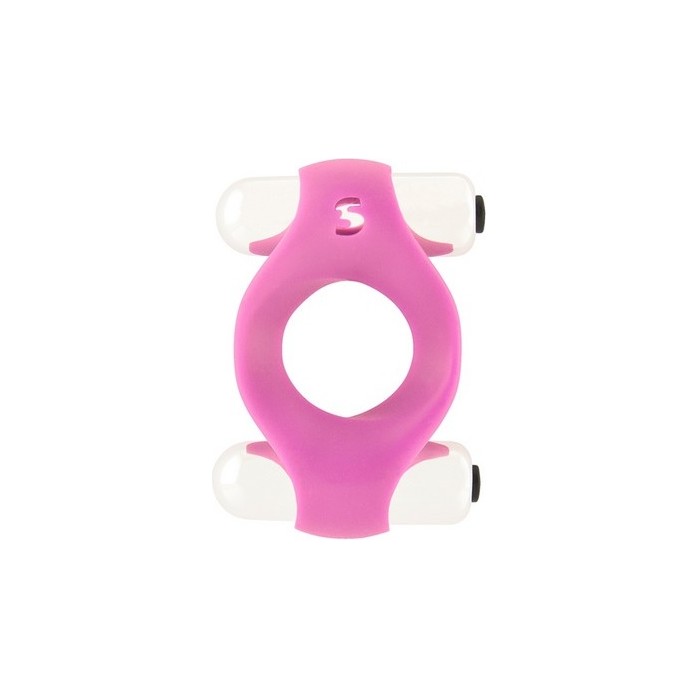 Розовое эрекционное кольцо Double Vibrating Endless Cockring с 2 вибропулями - Shots Toys