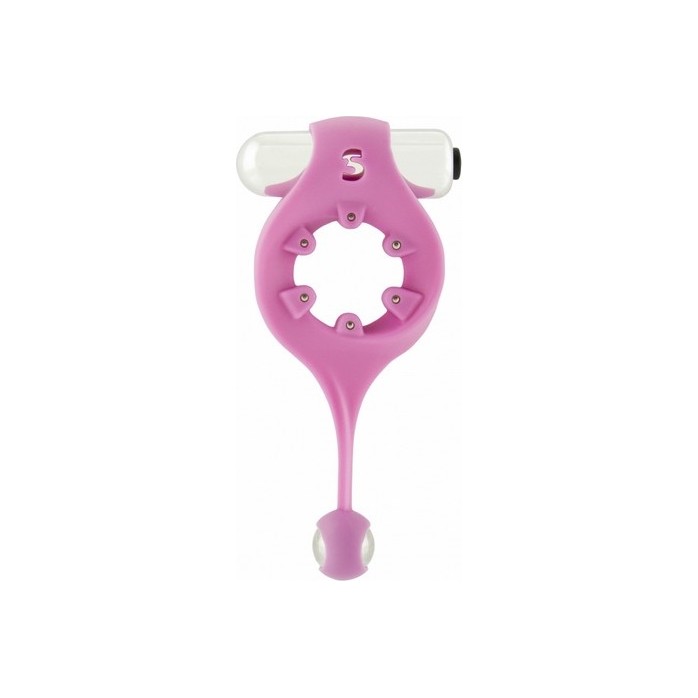 Розовое виброкольцо Vibrating Endless Cockring Magnet с шариком - Shots Toys