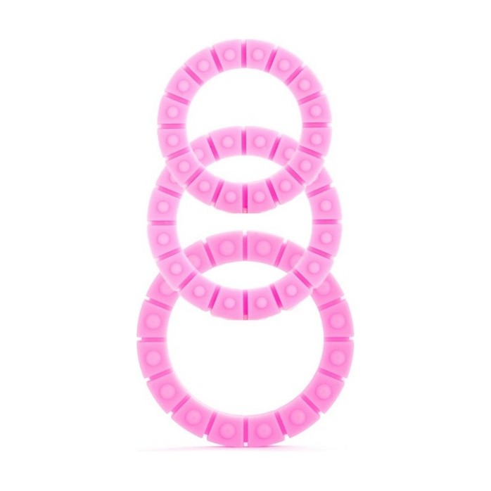 Набор из 3 розовых эрекционных колец Silicone Love Wheel 3 sizes - Shots Toys