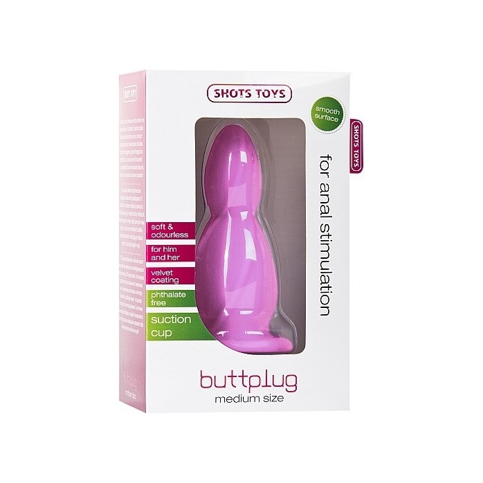 Розовая анальная втулка Medium Buttplug среднего размера - 11,4 см - Shots Toys. Фотография 2.