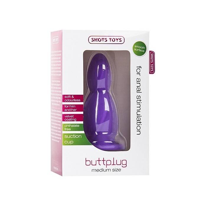 Фиолетовая анальная втулка Medium Buttplug среднего размера - 10,5 см - Shots Toys. Фотография 2.