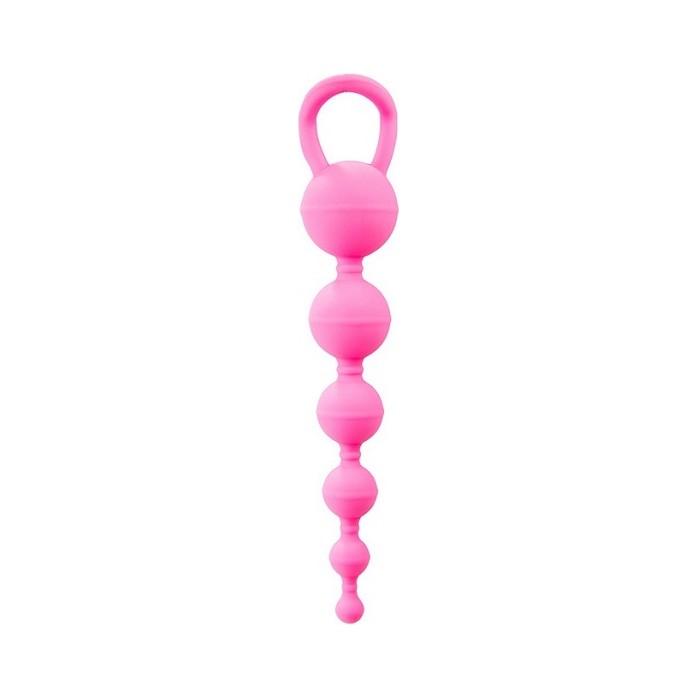 Розовая анальная цепочка Six Balls Chain - Shots Toys