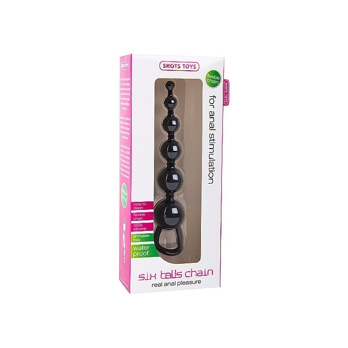 Чёрная анальная цепочка Six Balls Chain - 18,5 см - Shots Toys. Фотография 2.