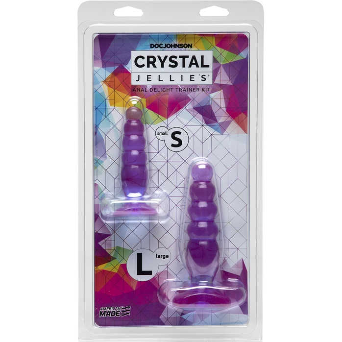 Набор фиолетовых анальных пробок - Crystal Jellies. Фотография 2.