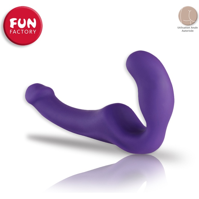 Фиолетовый безремневой страпон Share из нежного силикона. Фотография 4.
