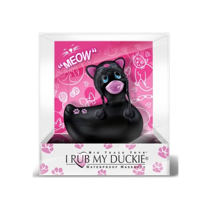 Чёрный вибратор-уточка I Rub My Duckie в костюме кошки. Фотография 2.