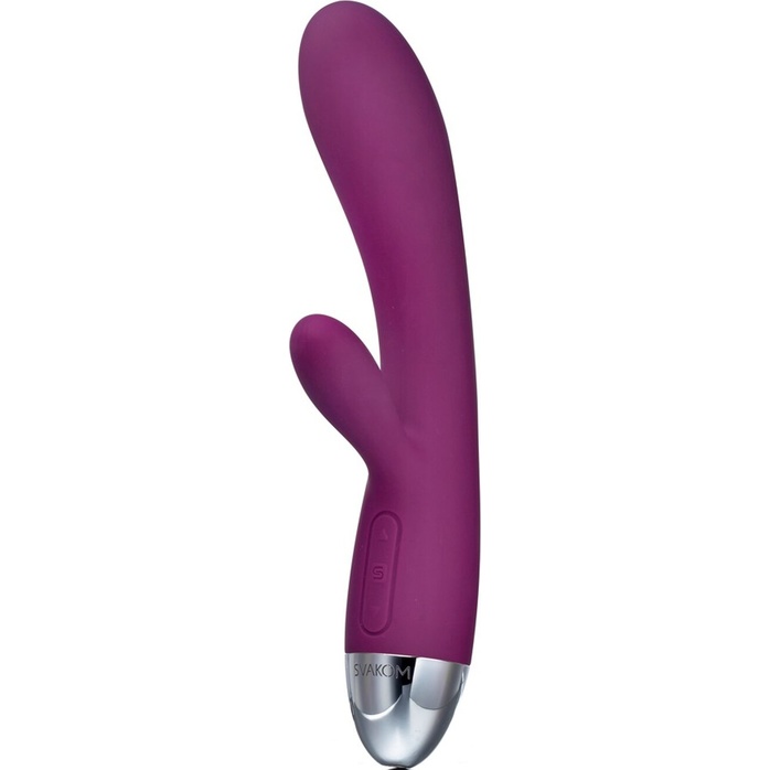 Фиолетовый вибратор Alice с клиторальным отростком - 20 см